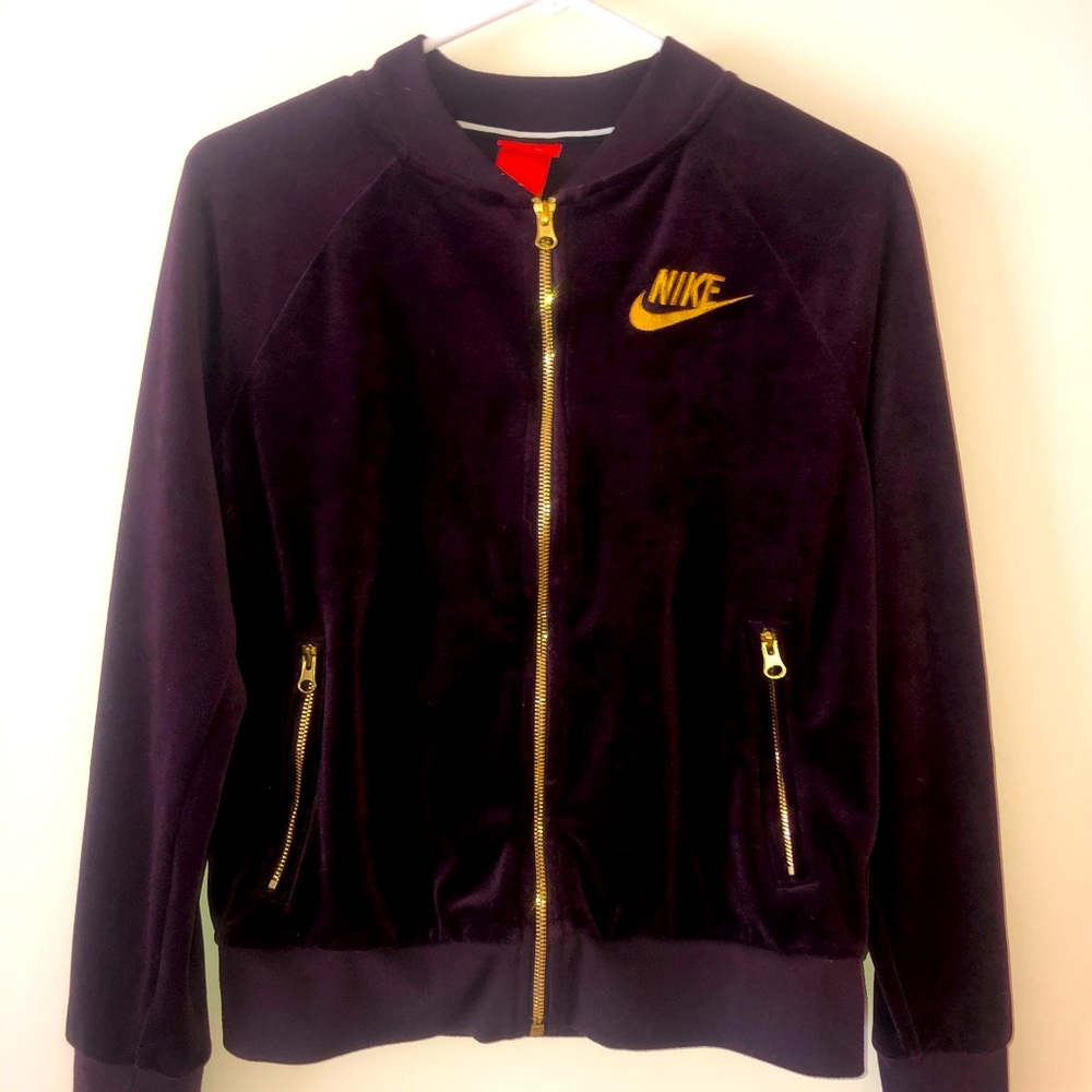 Nike women’s purple velour track jacket